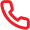 Red telephone icon on white background